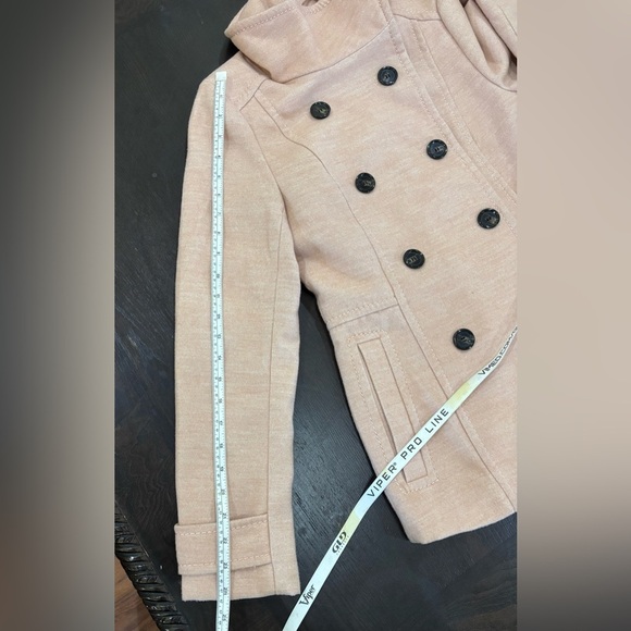 H&M Light Pink Blush Double Breasted Jacket Coat Trench Size 6 - Picture 9 of 11